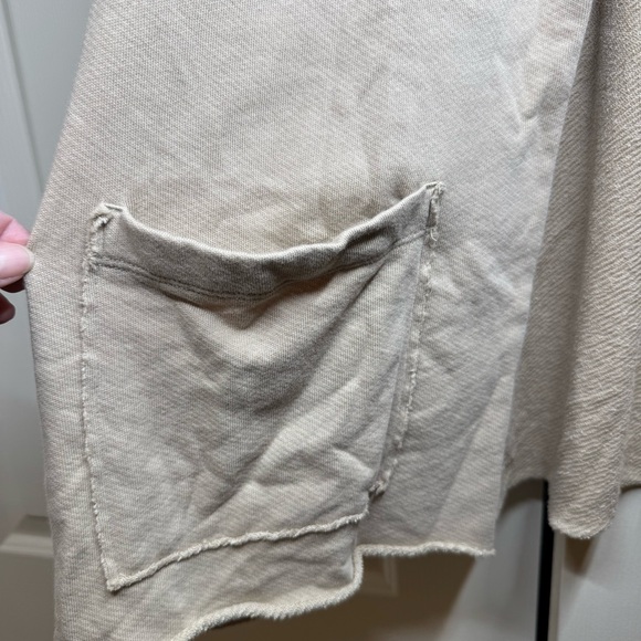 NWT Eileen Fisher Organic Cotton Long Collared Cardigan Open Front Beige Size 3X - Picture 3 of 6